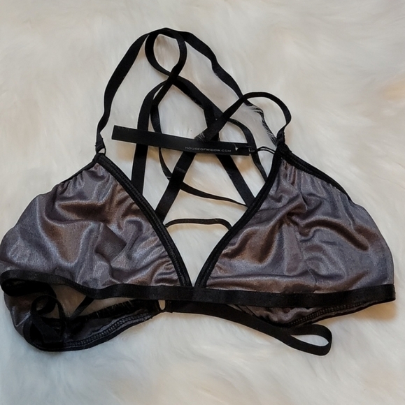 House of Widow Slinky Spandex Triangle bra Gray Women's Extra Large XL NWT - Picture 4 of 11